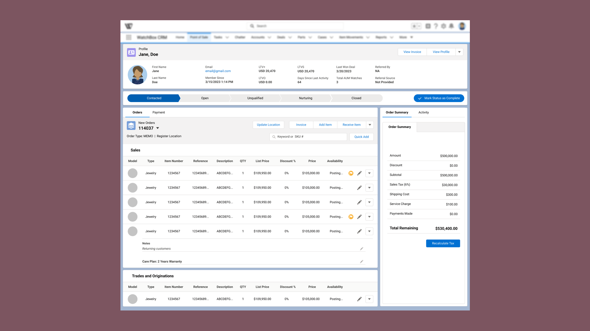 Watch Box custom Salesforce Lightning page layouts built around the sales team's workflow